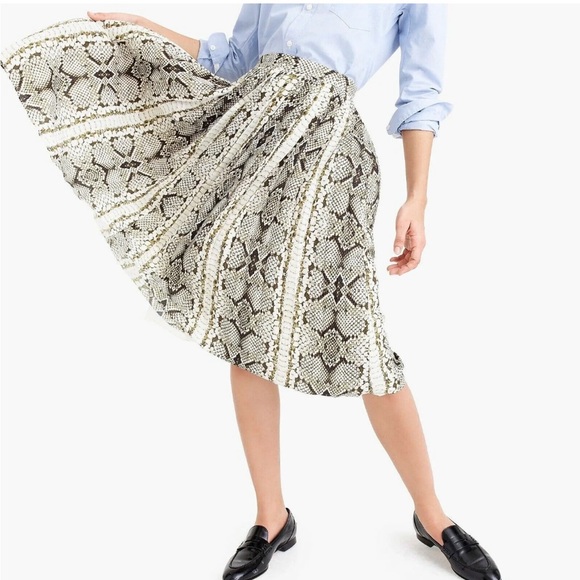 J. Crew Snakeskin Python Pleated A-Line Midi Slip Skirt - 8 - Picture 3 of 15